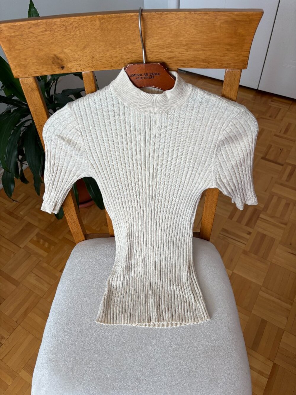 Frank & Oak Butter Yellow Ribbed Mock-Neck Sweater – Small